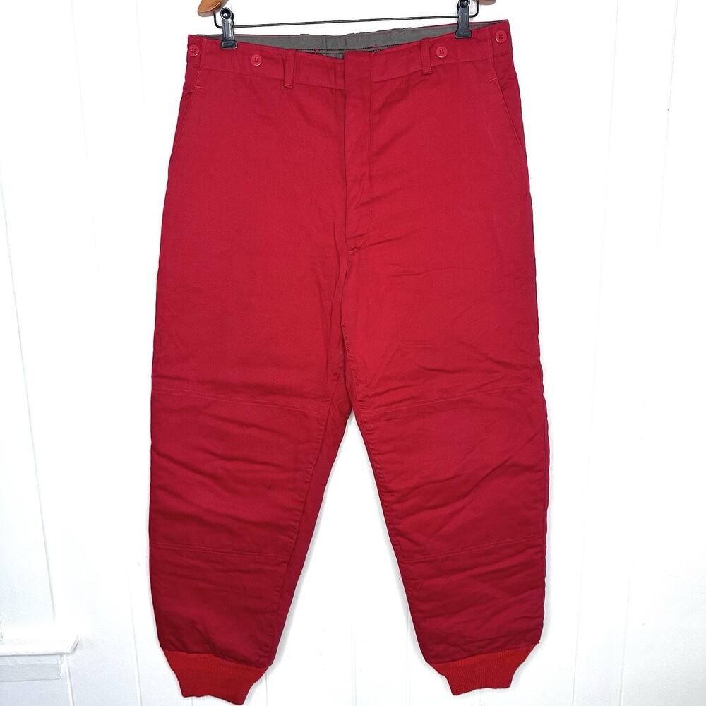Vintage 60s Soo Winter Red Snow Pants Sz L 36” Reg Hunting Ski Retro Sporting